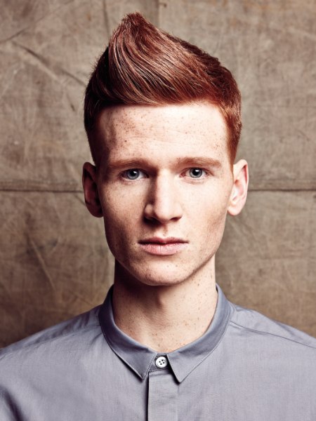 Hairstyle with lifted bangs for fashion minded men