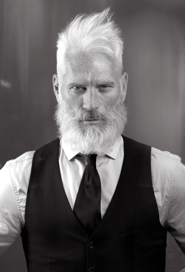 Wild and rugged look with a long beard for older men