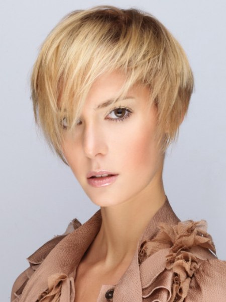 Short in the back, longer in front hairstyle