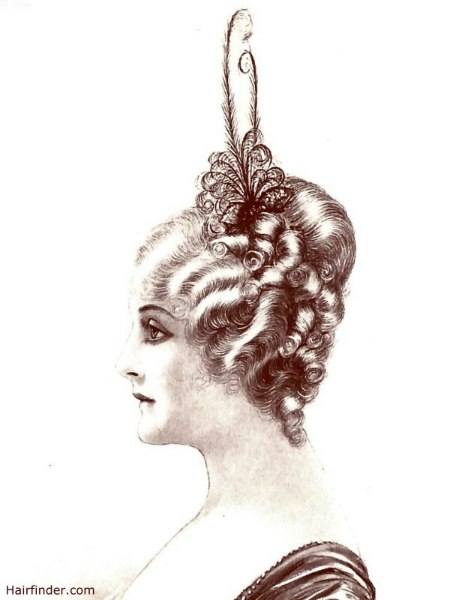 Beautiful 1914 hairstyle with a feather
