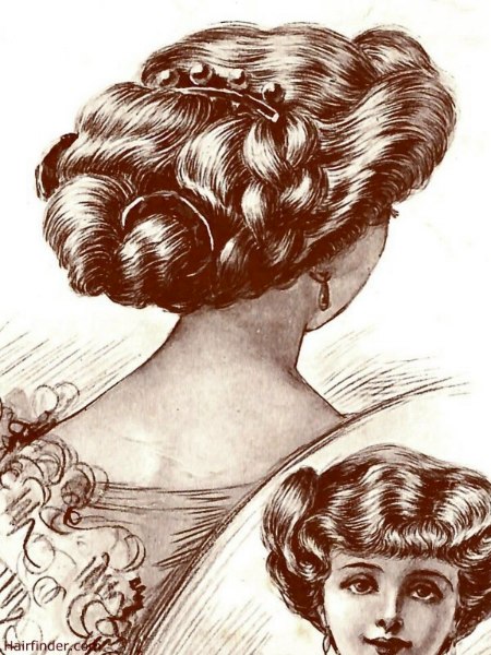 Edwardian Era hairstyle with waves and a chignon