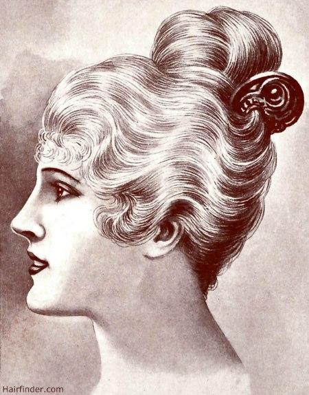 1920s hairstyle with waves and a bun