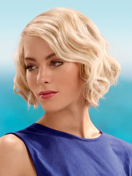 Short blonde bob with finger waves