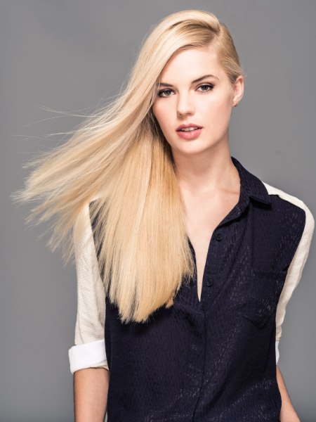 Silky smooth long blonde hair