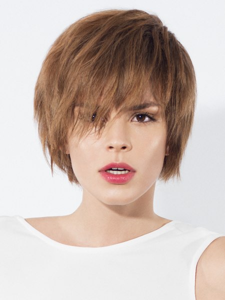 Bob haircut with a jagged fringe