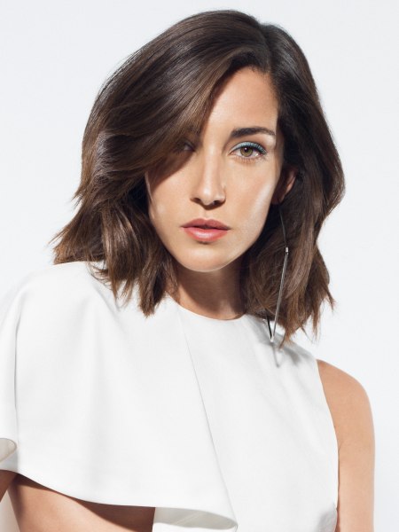 Shoulder length brunette hair