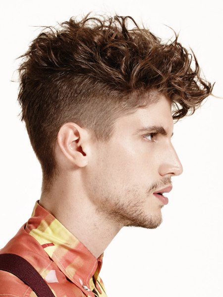 Undercut men's hair with curls