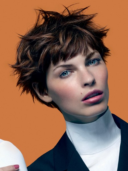 Pixie cut with messy, spiky styling