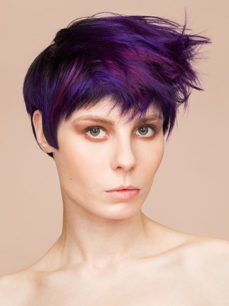 Hair with blue, purple and black coloring