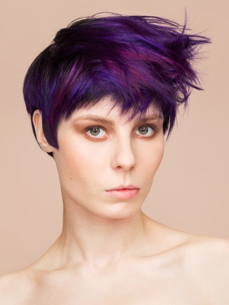 Hair with blue, purple, and black coloring