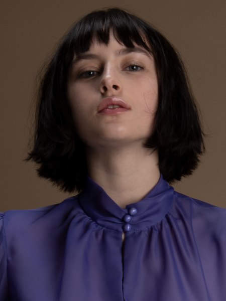 Chin length bob with soft bangs