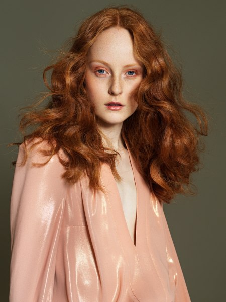 Long, naturally wavy red hair