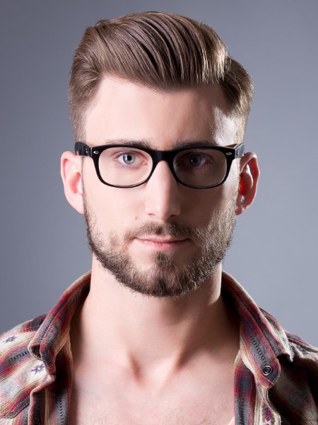 Short men's hairstyle and glasses