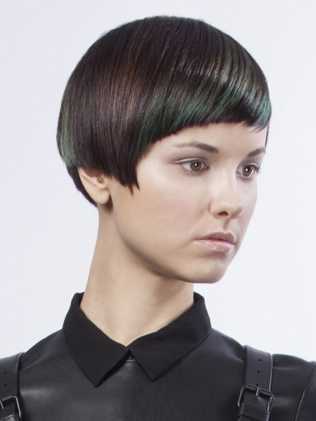 Short cut with a stylish short fringe