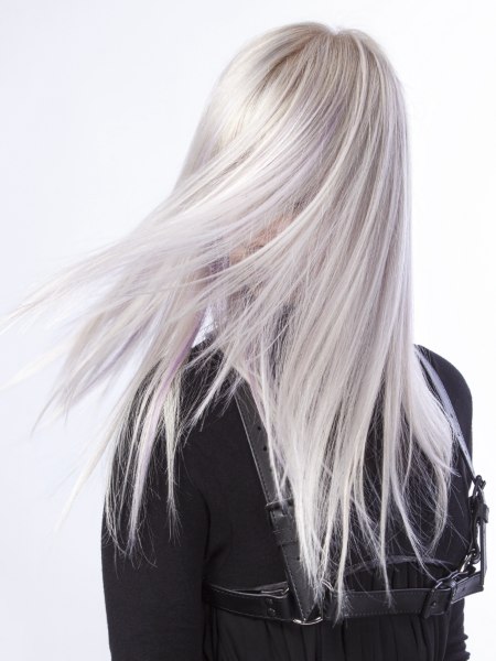 Long platinum blonde hair