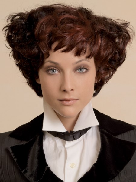 Short wedge shape hair with curls