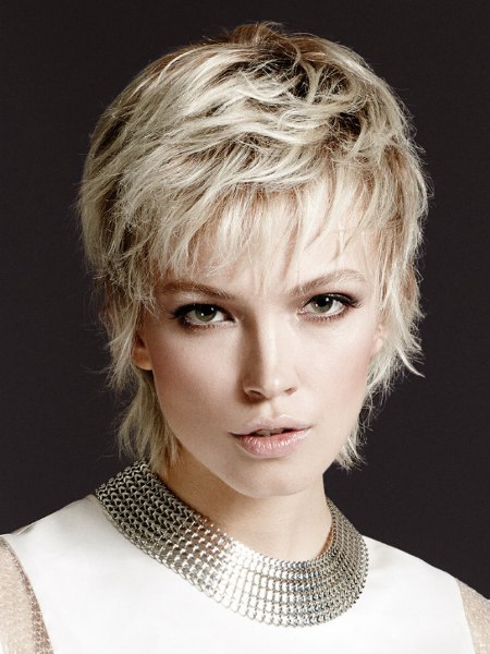 Short blonde hair with very light tips