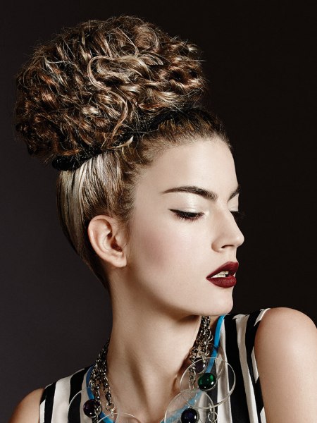 Updo for hair with two-tone coloring