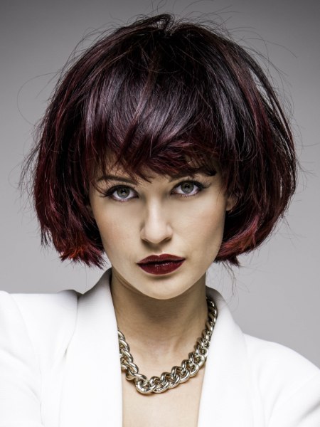 Hair with a wine-red color
