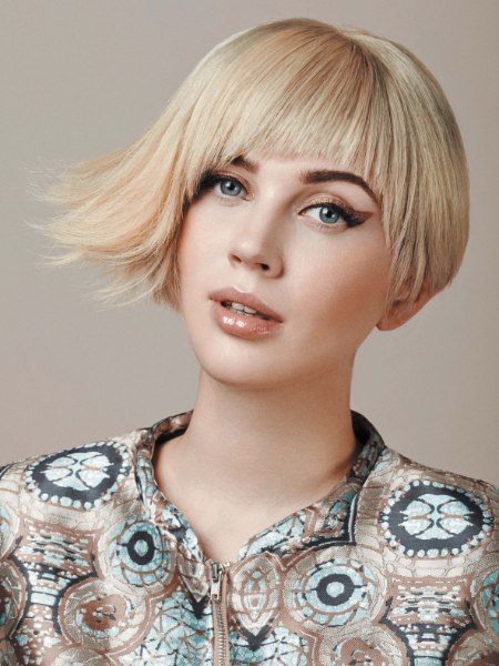 Very short asymmetrical bob