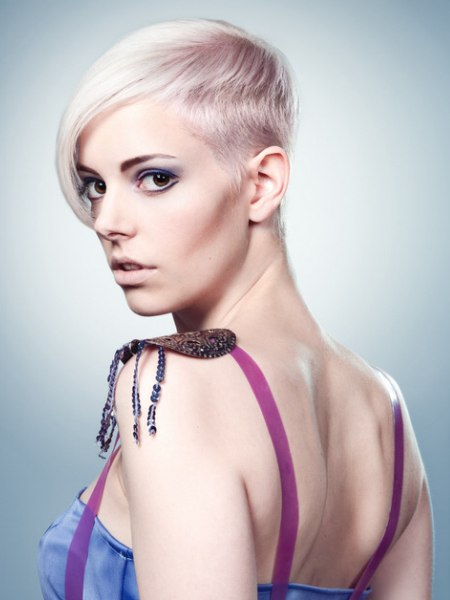Pixie cut hairstyle with one cropped side