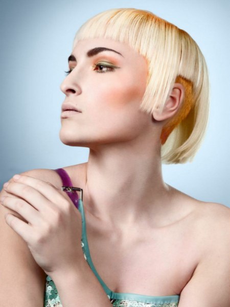Hair with a short fringe and cut-out ears