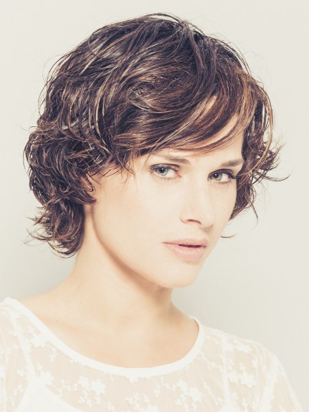 Short wet look hairstyle