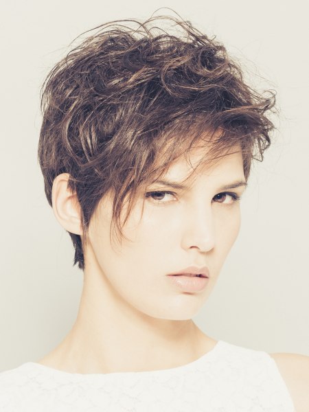 Pixie cut with messy styling