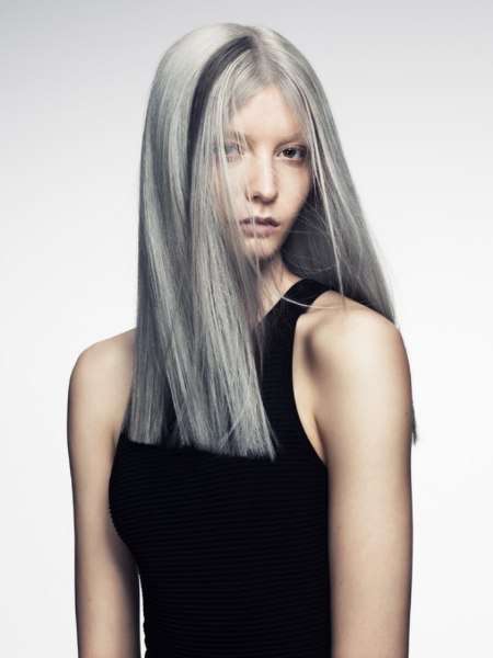 Long silver hair