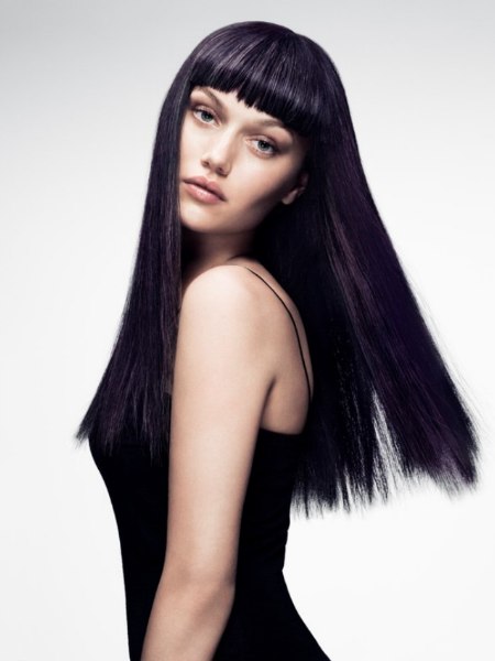 Sleek mid-back hair
