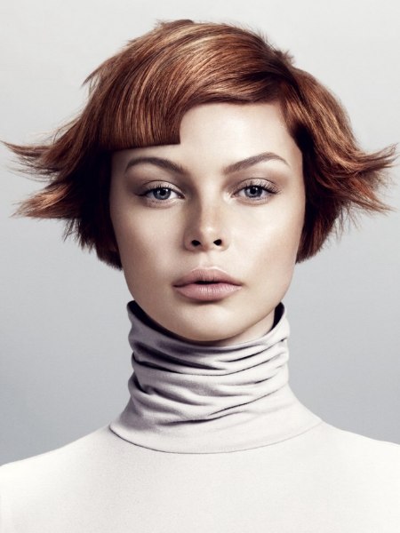 Short hair and an unraveled turtleneck