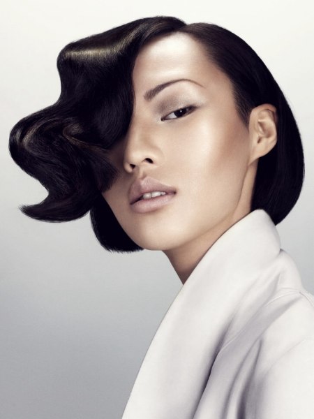 Bob cut with an exaggerated wave