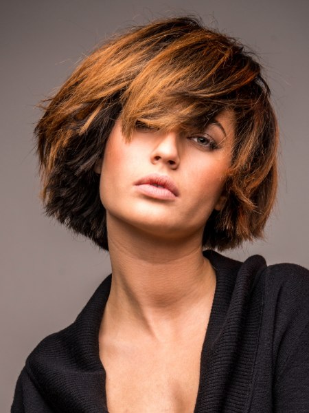 Bob hairstyle with contrasting colors