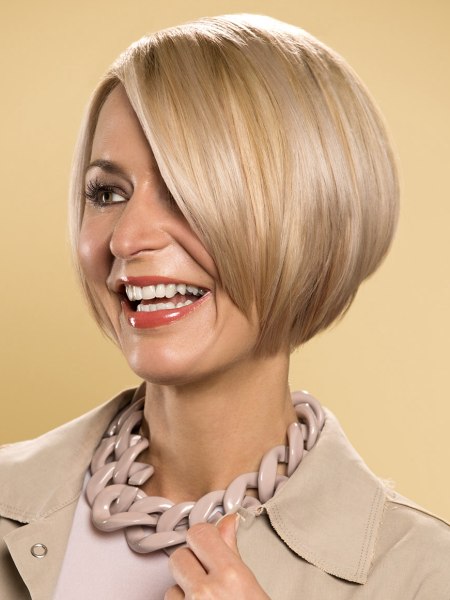 Smooth bob with a side part