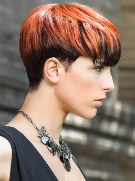 Pixie cut with a short nape section - Side view