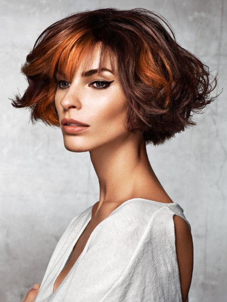 Short layered bob with highlights