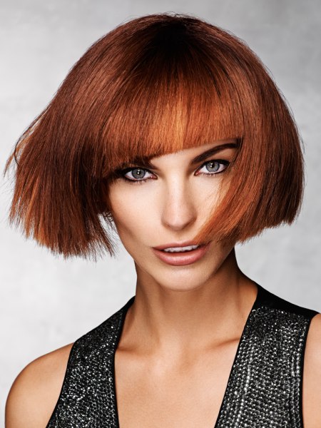 Short bob with a diagonal fringe