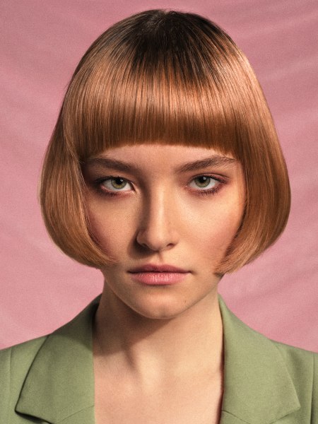 Lip length bob with short bangs