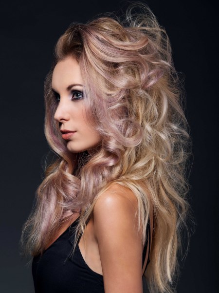 Half-up hair with pastel coloring