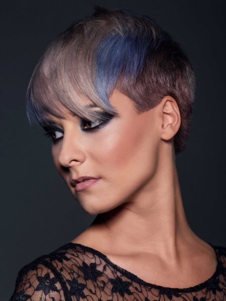 Pixie cut with cool colors