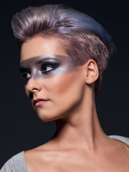 Pixie cut with blue hair coloring