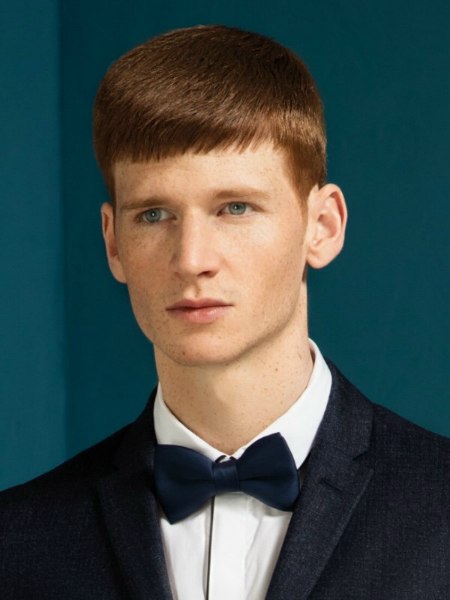 Male haircut with a jagged fringe