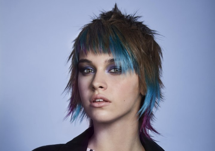 Punky short haircut and extravagant hair colors for girls