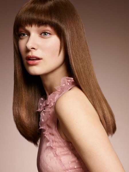 High fashion hair with 70s-style bangs
