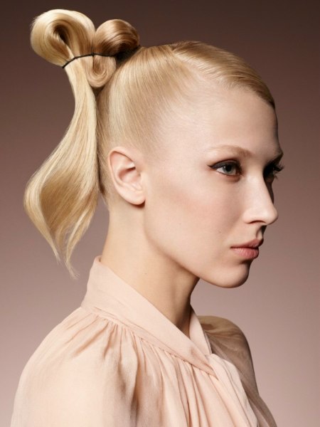 Contemporary updo with folded hair