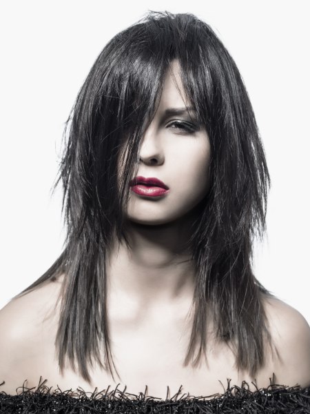 Long and sleek razor-cut hair