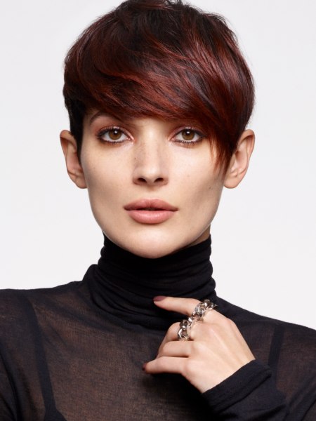 Short hair with a free spirit and a turtleneck