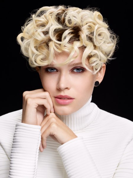 Short haircut with dense curls