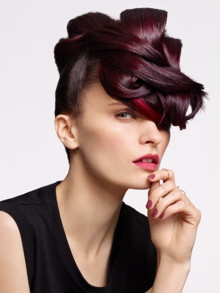 Updo with a forward-placed ponytail