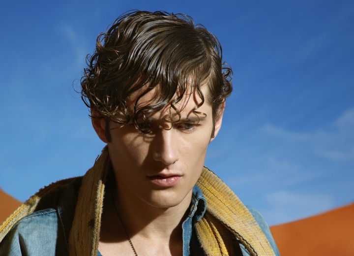 Wet look hair for men